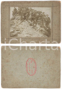 Fotografia d epoca originale 1900 ca ALPI PIEMONTE  Gruppo di escursionisti in vetta  Foto Costantino SERRA 1