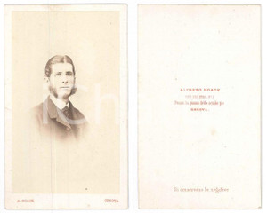 Fotografia d epoca originale 1870 ca GENOVA Ritratto di giovane uomo  Busto Foto Alfredo NOACK CDV 1