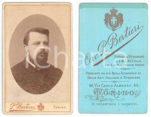 Fotografia d epoca originale 1880 ca TORINO Ritratto maschile  Busto  Foto Pietro BERTIERI CDV 1
