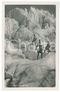 Cartolina originale da collezione 1930 ca GERMANIA  ALPINISMO  Escursione su un ghiacciaio Cartolina 9x14 cm 1