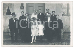 Fotografia d epoca originale 1917 PÃ–ÃŸNECK D Coppia di sposi con famiglia nel giorno del matrimonio Foto 1