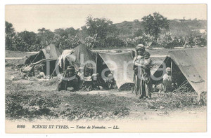 Cartolina originale da collezione 1910 ca NORTH AFRICA  SCENES ET TYPES  Tentes de nomades Postcard 1