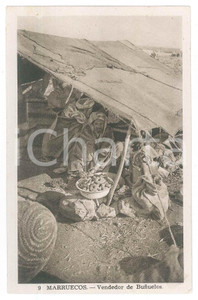 Cartolina originale da collezione 1925 ca MOROCCO  ETHNIC TYPES  Vendedor de buÃ±uelos Postcard 1