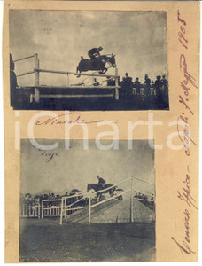 Fotografia d epoca originale 1905 NAPOLI Concorso Ippico  Cavalli NINICHE e DOGE in gara  Collage 2 foto 1