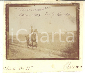 Fotografia d epoca originale 1895 IPPICA ROMA TOR DI QUINTO Ufficiale al trotto su CLAREMONT  Foto 14x12 1