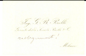 Autografo originale 1910 ca MILANO Biglietto da visita ing. Giovanni Battista PIRELLI  Autografo 1