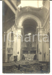 Fotografia d epoca originale 1918 WW1 BREDA DI PIAVE TV Interno della chiesa distrutta  Foto cartolina 1