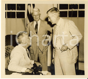 Fotografia d epoca originale 1939 WASHINGTON Franklin D. ROOSEVELT with Harold R. STARK and Charles EDISON 1