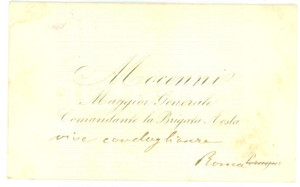 Autografo originale 1890 ca ROMA Condoglianze on. Stanislao MOCENNI  Biglietto da visita autografo 1