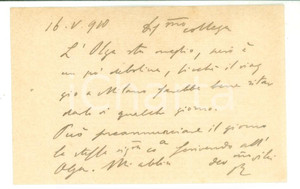 Autografo originale 1910 PADOVA Avvocato Antonio RENIER  Biglietto da visita autografo 1