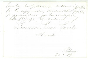 Autografo originale 1887 PADOVA Biglietto da visita autografo dell avvocato Giacomo LEVICIVITA 1