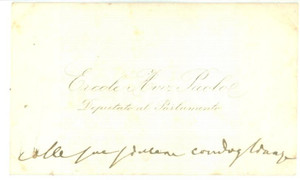 Autografo originale 1890 ca ROMA Condoglianze deputato Paolo ERCOLE  Biglietto da visita autografo 1