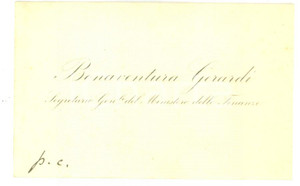 Autografo originale 1890 ca ROMA Biglietto da visita del segretario Bonaventura GERARDI  Autografo 1
