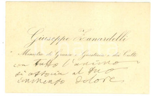 Autografo originale 1890 ca ROMA Biglietto Giuseppe ZANARDELLI ministro della Giustizia AUTOGRAFO 1