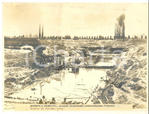 Fotografia d epoca originale 1930 ca VERONA  BONIFICA ZERPANA Manufatto sottopassante l Alpone  Scavo Foto 1