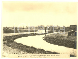 Fotografia d epoca originale 1930 ca VERONA  BONIFICA ZERPANA Collettore acque  Ponte al Rio SULE Foto 1