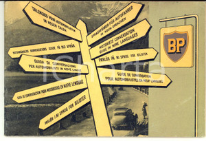 Materiale pubblicitario d’epoca 1950 ca BP BRITISH PETROLEUM Motorists  conversation guide in 9 languages 32 pp. 1
