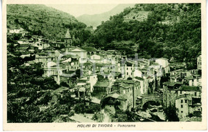 Cartolina originale da collezione 1936 MOLINI DI TRIORA IM Veduta con chiesa di SAN LORENZO MARTIRE Cartolina 1