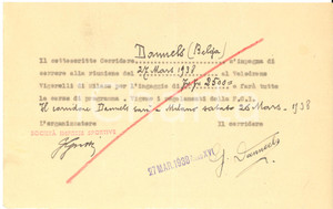 Autografo originale 1938 CICLISMO MILANO Velodromo VIGORELLI  Ingaggio Gustave DANNEELS  Autografo 1