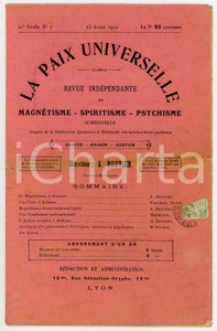 Libro, pubblicazione d epoca 1910 LA PAIX UNIVERSELLE Le magnÃ©tisme Ã  distance Rivista anno 21  NÂ° 7 1