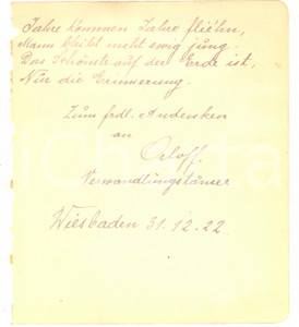 Autografo originale 1922 WIESBADEN Verwandlung tÃ¤nzer ORLOFF  AUTOGRAPH message 1