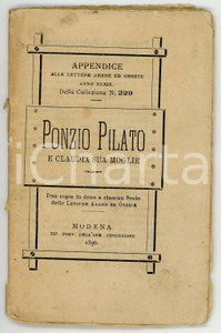 Libro, pubblicazione d epoca 1896 LETTURE AMENE E ONESTE Ponzio Pilato e Claudia sua moglie Appendice n°229 1