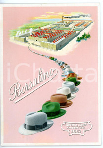 Materiale pubblicitario d’epoca 1960 ca ALESSANDRIA Cappellificio BORSALINO  Cartolina pubblicitaria VINTAGE FG 1