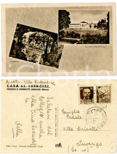 Cartolina originale da collezione 1944 BORGHETTO LODIGIANO  VIGAROLO Vedutine Casa SS. Esercizi Cartolina FP VG 1