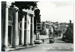 Cartolina originale da collezione 1960 ca CASA DEL BOSCO BI FIAT 850 special e APE PIAGGIO davanti asilo FG NV 1