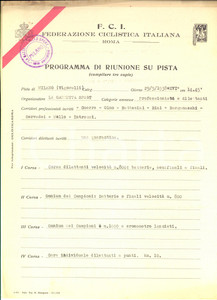 Documento originale, autentico 1938 CICLISMO MILANO VIGORELLI  Programma di riunione su pista  RARO 1