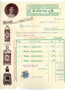 Documento originale, autentico 1917 LUCCA  D. FIORINI & Co. Dentifricio NECTOL Fattura intestata con marca 1