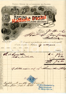 Documento originale, autentico 1916 MILANO Viale Monforte  PASINI & BOSSI Lavorazione alluminio Fattura 1