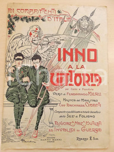 Oggetto da collezione cartaceo 1920 ca Ferdinando MERLI  Archimede CIMATTI Inno a la Vittoria Spartito 1