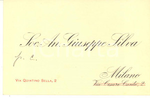 Oggetto da collezione cartaceo 1930 ca MILANO Soc. An. Giuseppe SILVA  Biglietto da visita 1