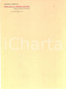 Manoscritto, lettera originale 1930 ca TEATRO Compagnia Maria MELATO  Annibale BETRONE Carta intestata 1