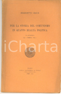 Libro, pubblicazione d epoca 1943 Benedetto CROCE Per la storia del comunismo in quanto realtÃ  politica 1