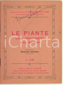 Libro, pubblicazione d epoca 1920 ca Alfredo BARTOLOZZI Le piante negli appartamenti e nei balconi 1