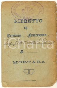 Oggetto da collezione cartaceo 1924 MORTARA Libretto del terziario francescano ing. Giuseppe BAVAGNOLI 1