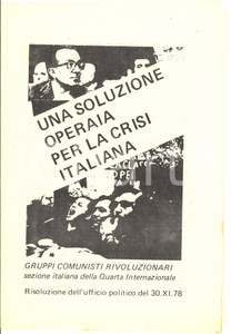 Materiale pubblicitario d’epoca 1978 GRUPPI COMUNISTI RIVOLUZIONARI Una soluzione operaia per la crisi italiana 1