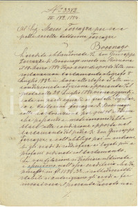 Documento originale, autentico 1884 BOCENAGO TN Sull eredità abbandonata di don Giuseppe FERRAZZA Manoscritto 1