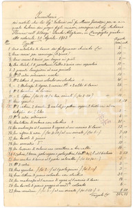 Documento originale, autentico 1903 MADONNA DI CAMPIGLIO Inventario mobili Hotel Dante Alighieri  16 pp. 1