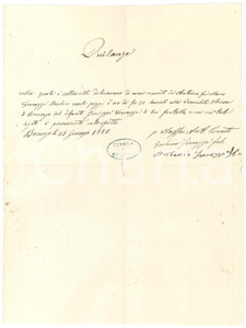 Documento originale, autentico 1880 BOCENAGO TN Quietanza lascito defunto Giuseppe FERRAZZA alla Chiesa 1