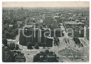 Cartolina originale da collezione 1954 MILANO Panorama aereo di Piazza della Repubblica  Cartolina FG VG 1
