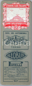 Mappa, planimetria storica 1930 ca TOURING CLUB ITALIANO Carta automobilistica Foglio 3 NORD OVEST LIGURIA 1