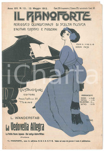 Oggetto da collezione cartaceo 1912 IL PIANOFORTE La Vedovella Allegra  Polka  Anno IV n. 10  Spartito 1