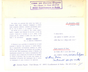 Autografo originale 1983 CASTELLAMMARE DI STABIA Gaetano PAGANO  Biglietto auguri AUTOGRAFO 1