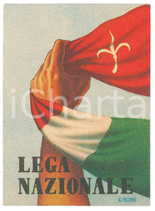 Oggetto da collezione cartaceo 1955 TRIESTE  LEGA NAZIONALE Tessera di Alice RIEDEL  Ill. E. NOIRE 7x10 cm 1