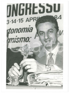Fotografia d epoca originale 1984 MILANO  XXIV Congresso Provinciale PSI Ugo FINETTI Foto 24x18 cm 1