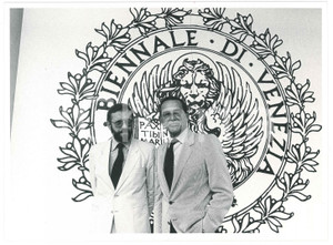 Fotografia d epoca originale 1985 VENEZIA Mostra del Cinema  Krzysztof ZANUSSI Vittorio GASSMAN Foto 1