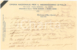 Autografo originale 1921 MONTEROSSO AL MARE Lettera don Giovanni MINOZZI su commemorazione AUTOGRAFO 1